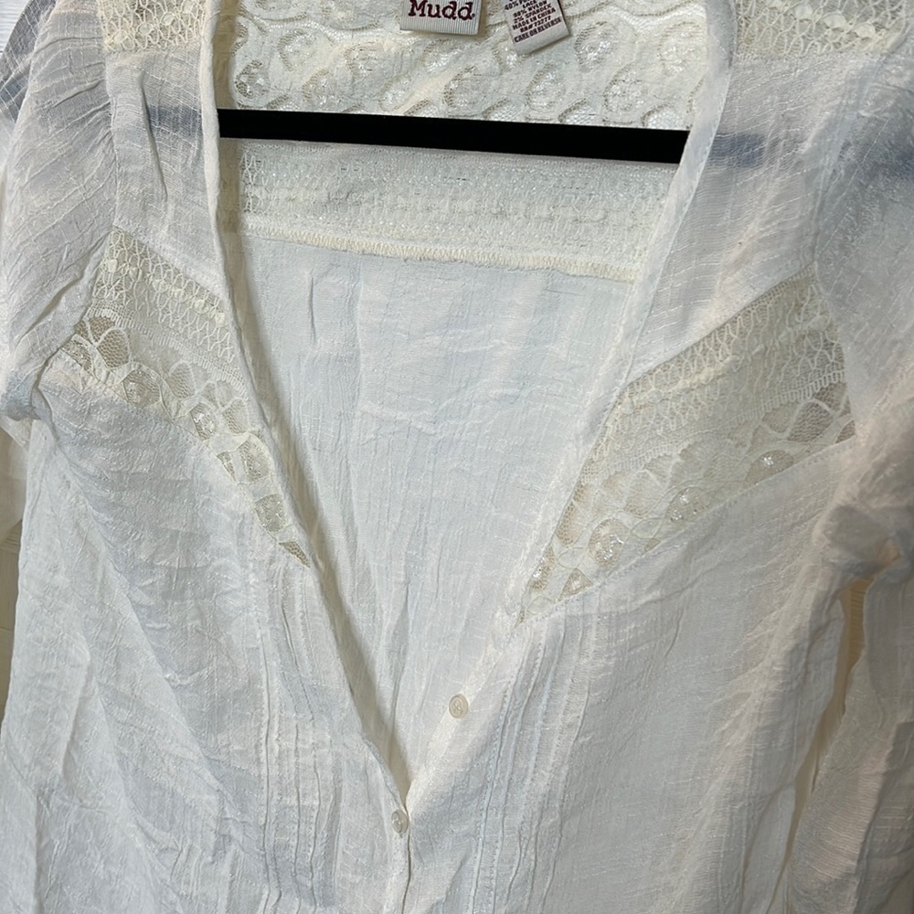 JUNIORS Mudd ivory blouse size M - Picture 3 of 9